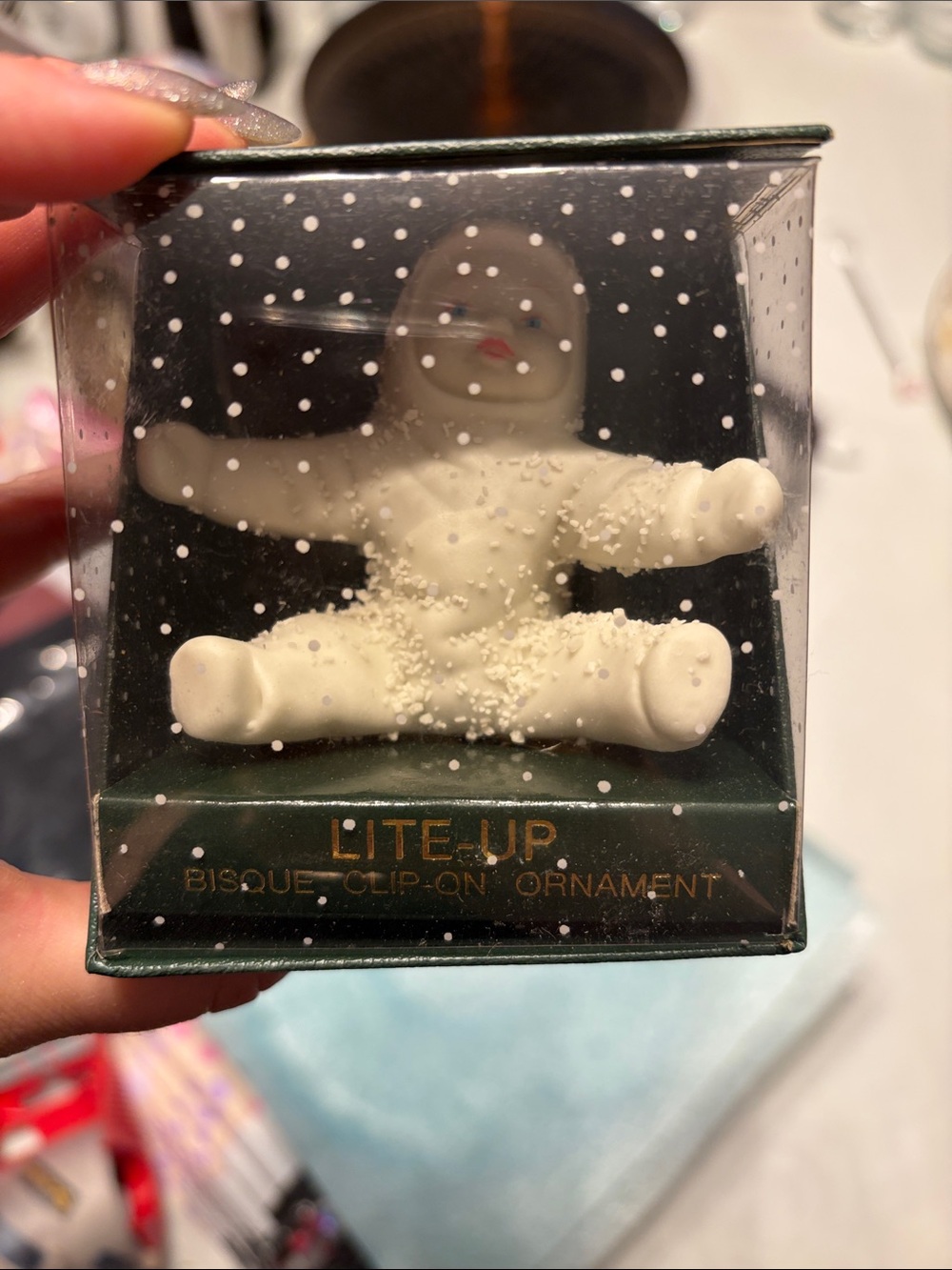 LITE-UP Bisque Clip-On Snow Babies Ornament - White NIB